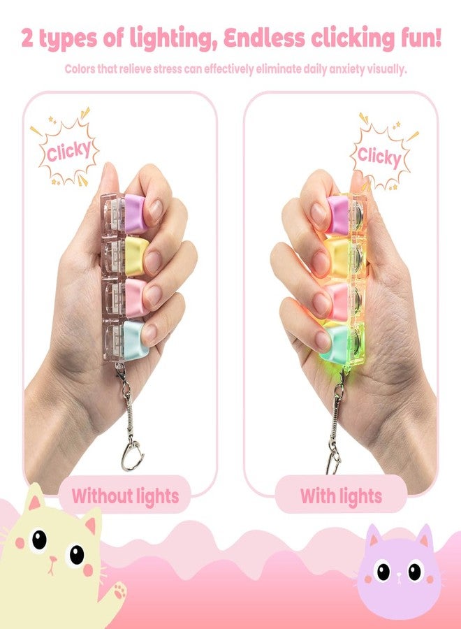 Gliging 3 Pcs Keyboard Fidget Toy for Adults, Cute Cat Loud Clicky Fidget Toy with LED Lights, Stress Relief Fidget Clicker Keyboard Keychain for Adults Relieve Stress and Anxiety, Yellow - Image 3